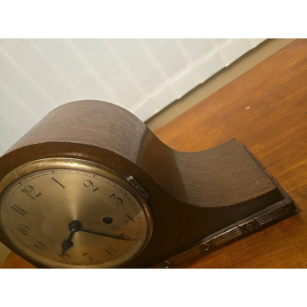 ANTIQUE NAPOLEON HAT CHIMING‎ MANTEL CLOCK  OAK CASE